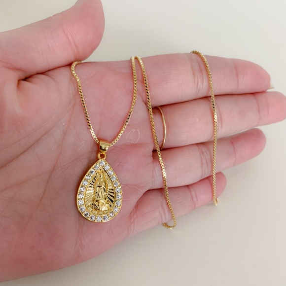 Tear Drop Lady Guadalupe Necklace |14k Gold Filled - Picture 8 of 8